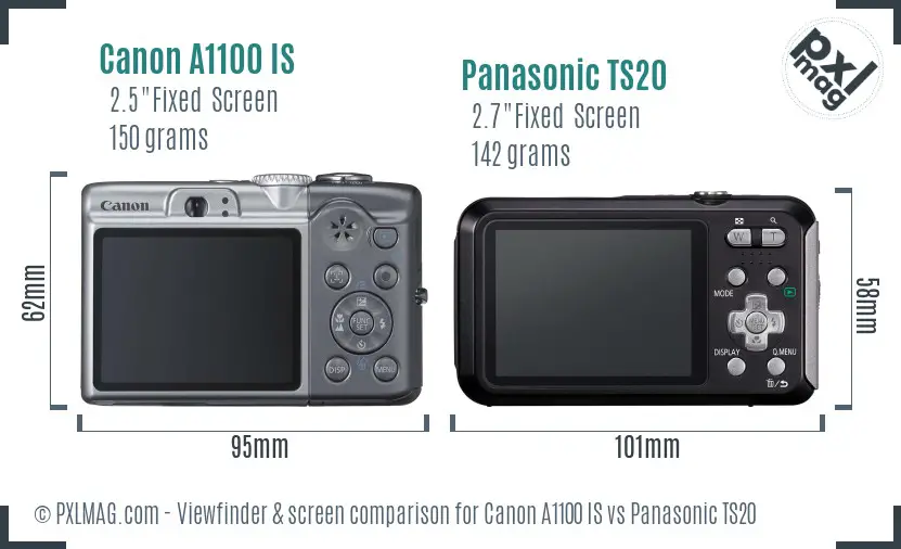 Canon A1100 IS vs Panasonic TS20 Screen and Viewfinder comparison