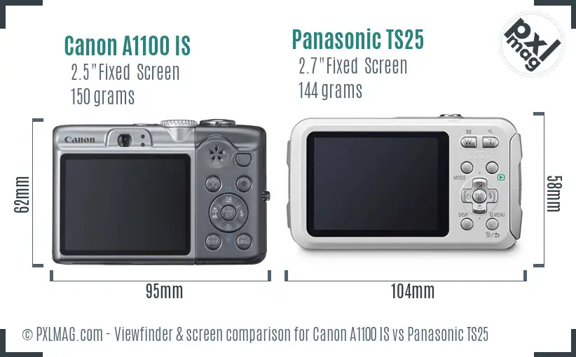 Canon A1100 IS vs Panasonic TS25 Screen and Viewfinder comparison