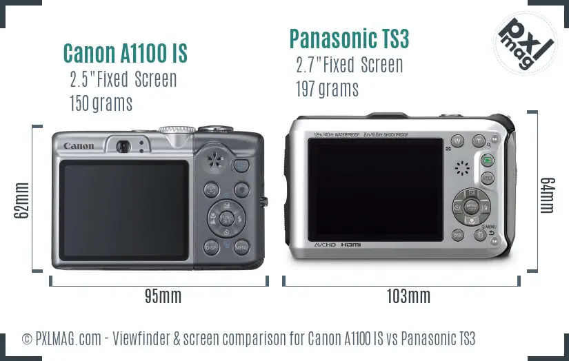 Canon A1100 IS vs Panasonic TS3 Screen and Viewfinder comparison