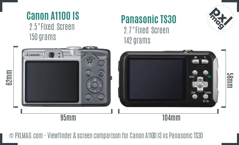 Canon A1100 IS vs Panasonic TS30 Screen and Viewfinder comparison