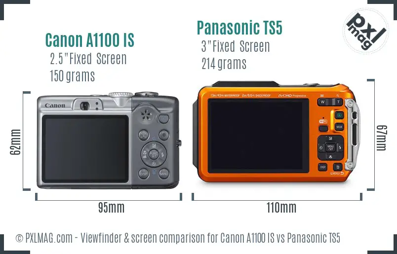 Canon A1100 IS vs Panasonic TS5 Screen and Viewfinder comparison