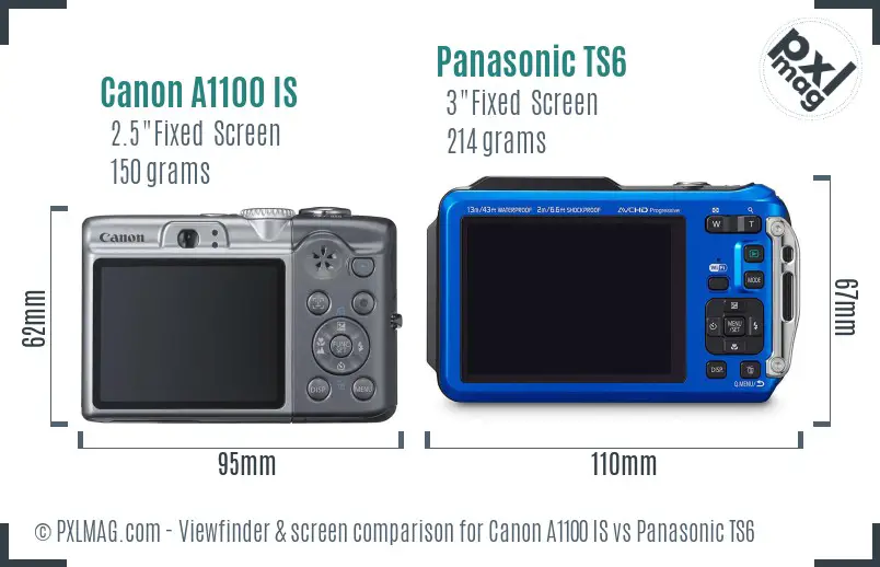 Canon A1100 IS vs Panasonic TS6 Screen and Viewfinder comparison