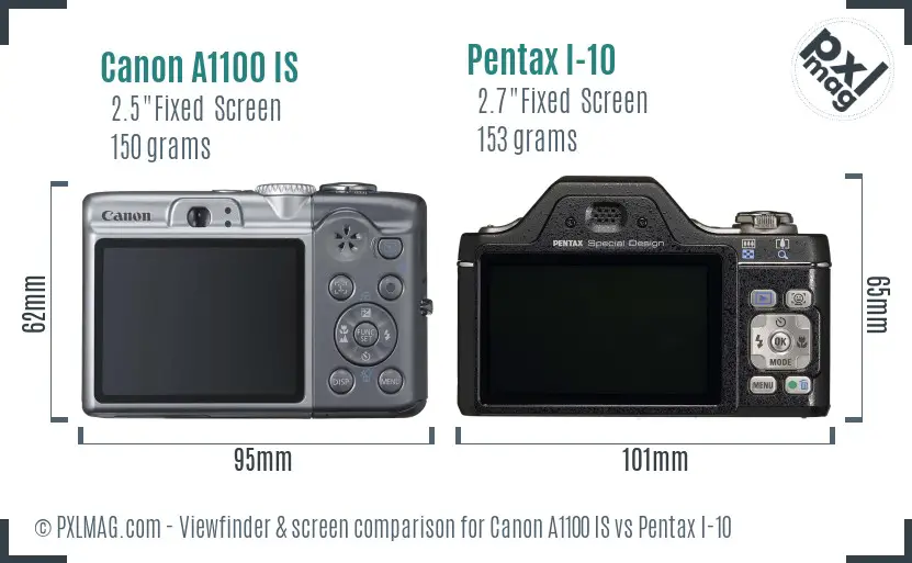 Canon A1100 IS vs Pentax I-10 Screen and Viewfinder comparison