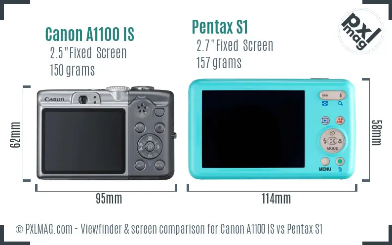 Canon A1100 IS vs Pentax S1 Screen and Viewfinder comparison