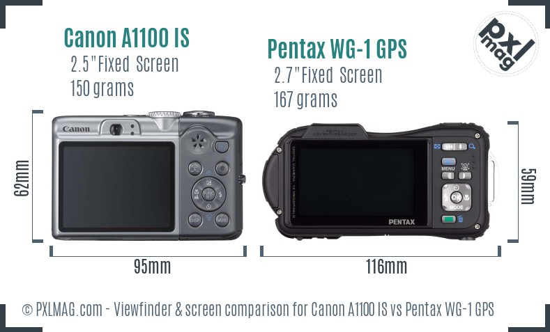 Canon A1100 IS vs Pentax WG-1 GPS Screen and Viewfinder comparison