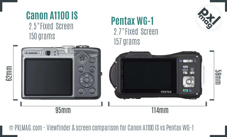 Canon A1100 IS vs Pentax WG-1 Screen and Viewfinder comparison