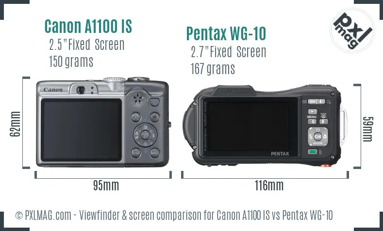 Canon A1100 IS vs Pentax WG-10 Screen and Viewfinder comparison Canon A1100 IS vs Pentax WG-10 Screen and Viewfinder comparison
