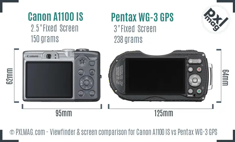 Canon A1100 IS vs Pentax WG-3 GPS Screen and Viewfinder comparison