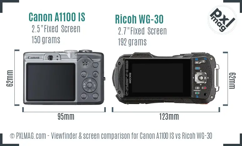 Canon A1100 IS vs Ricoh WG-30 Screen and Viewfinder comparison Canon A1100 IS vs Ricoh WG-30 Screen and Viewfinder comparison