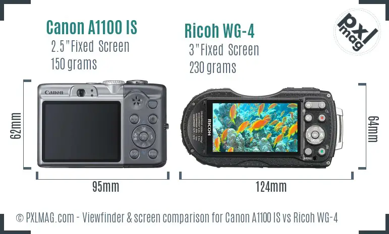 Canon A1100 IS vs Ricoh WG-4 Screen and Viewfinder comparison Canon A1100 IS vs Ricoh WG-4 Screen and Viewfinder comparison
