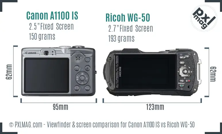 Canon A1100 IS vs Ricoh WG-50 Screen and Viewfinder comparison Canon A1100 IS vs Ricoh WG-50 Screen and Viewfinder comparison