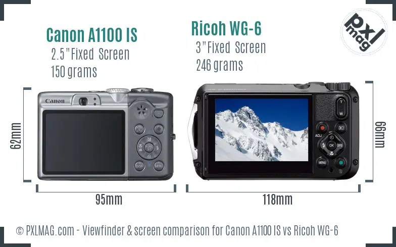 Canon A1100 IS vs Ricoh WG-6 Screen and Viewfinder comparison