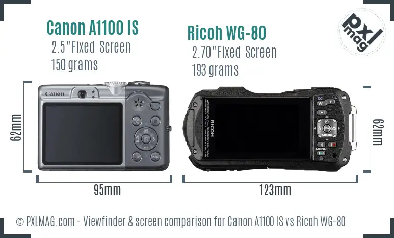 Canon A1100 IS vs Ricoh WG-80 Screen and Viewfinder comparison Canon A1100 IS vs Ricoh WG-80 Screen and Viewfinder comparison
