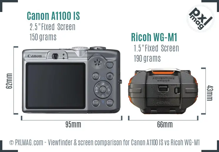 Canon A1100 IS vs Ricoh WG-M1 Screen and Viewfinder comparison