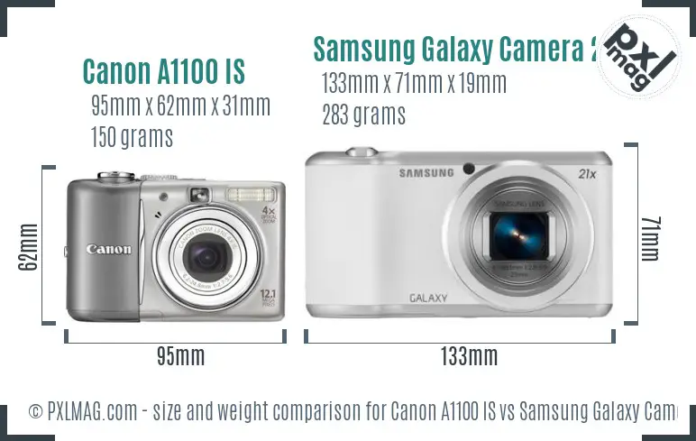 Canon A1100 IS vs Samsung Galaxy Camera 2 size comparison