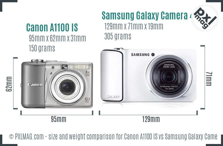 Canon A1100 IS vs Samsung Galaxy Camera 4G size comparison