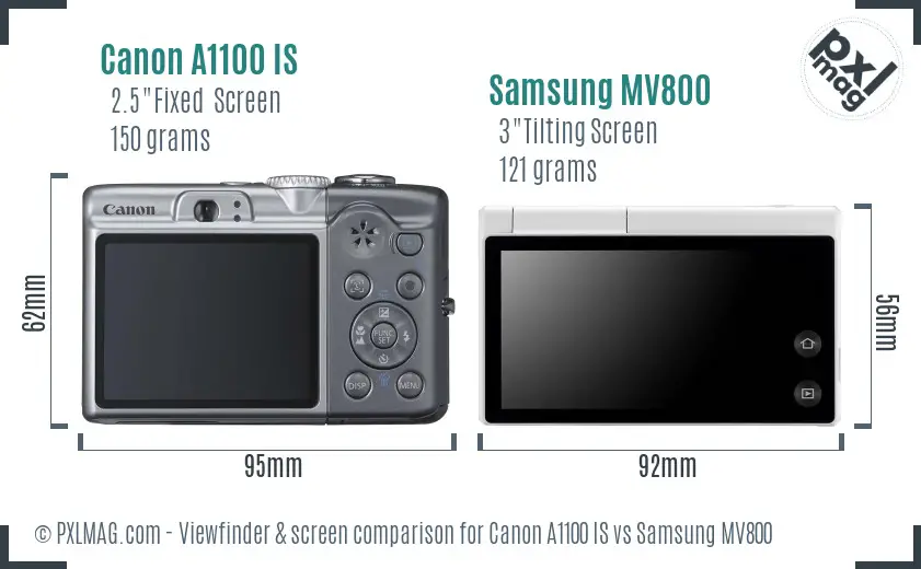 Canon A1100 IS vs Samsung MV800 Screen and Viewfinder comparison