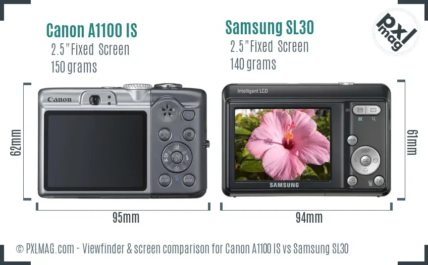 Canon A1100 IS vs Samsung SL30 Screen and Viewfinder comparison