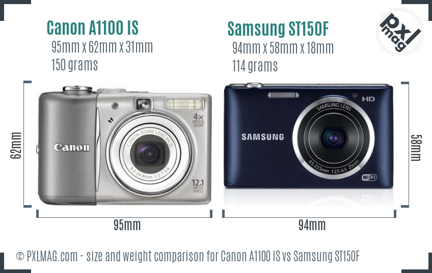 Canon A1100 IS vs Samsung ST150F size comparison