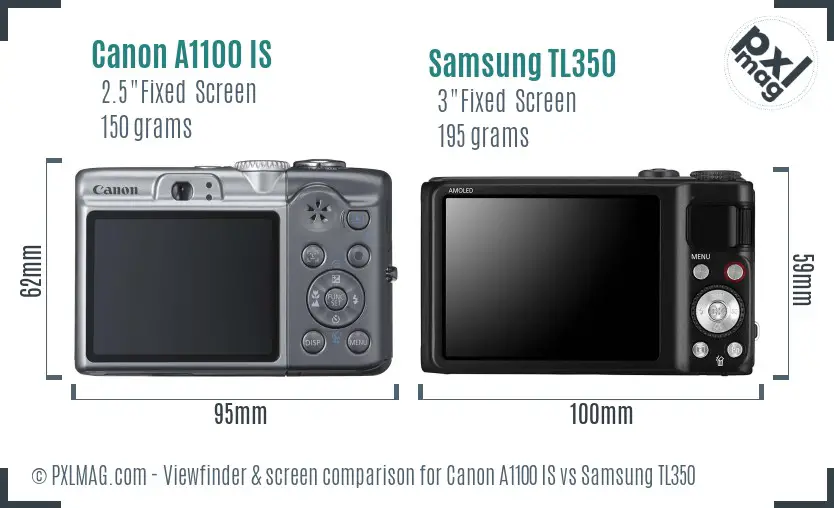Canon A1100 IS vs Samsung TL350 Screen and Viewfinder comparison Canon A1100 IS vs Samsung TL350 Screen and Viewfinder comparison