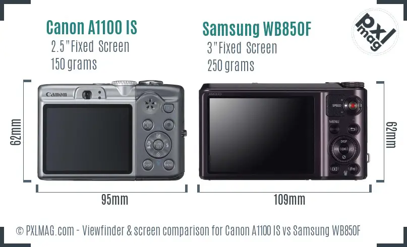 Canon A1100 IS vs Samsung WB850F Screen and Viewfinder comparison Canon A1100 IS vs Samsung WB850F Screen and Viewfinder comparison