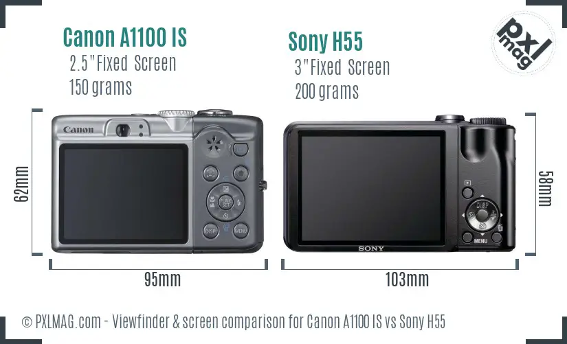 Canon A1100 IS vs Sony H55 Screen and Viewfinder comparison
