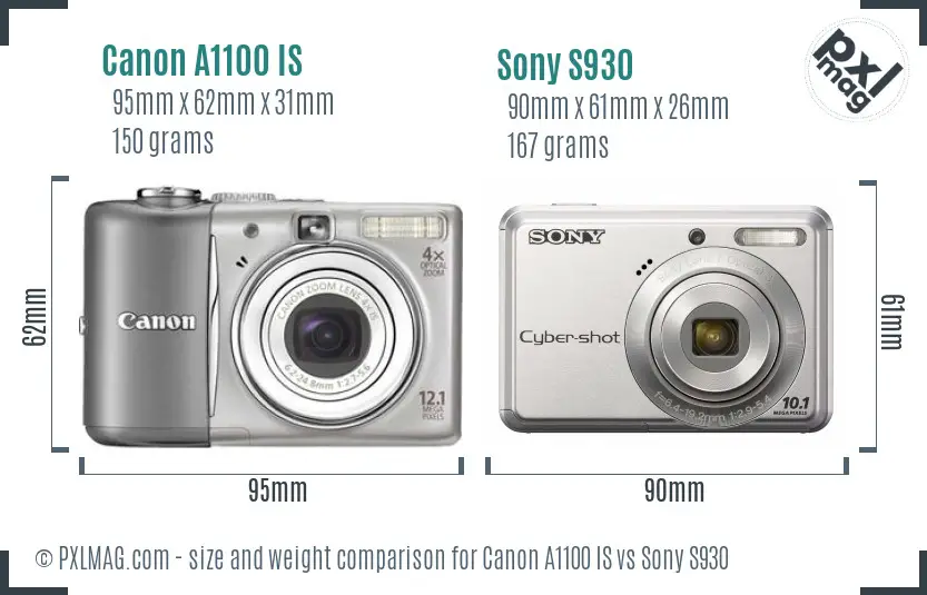 Canon A1100 IS vs Sony S930 size comparison Canon A1100 IS vs Sony S930 size comparison