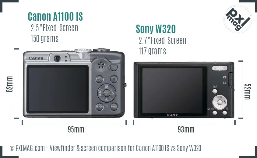 Canon A1100 IS vs Sony W320 Screen and Viewfinder comparison Canon A1100 IS vs Sony W320 Screen and Viewfinder comparison