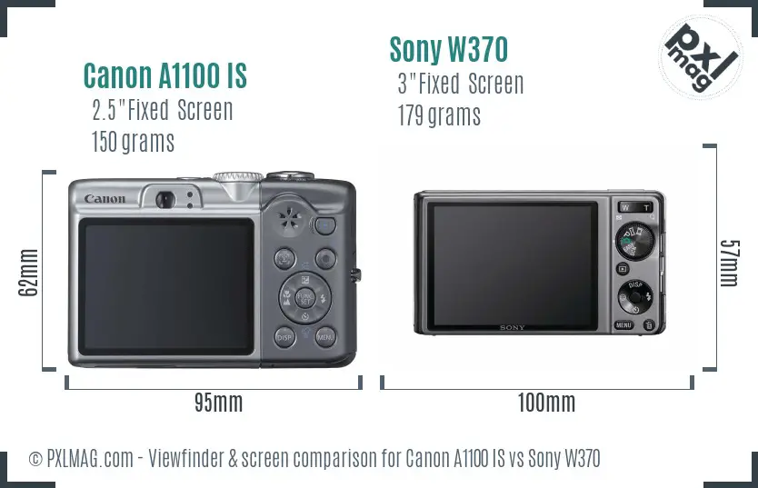 Canon A1100 IS vs Sony W370 Screen and Viewfinder comparison