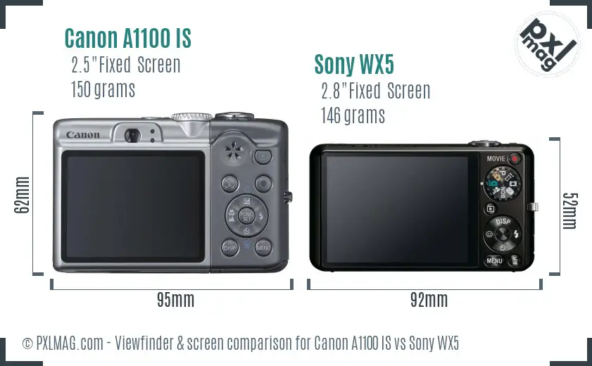 Canon A1100 IS vs Sony WX5 Screen and Viewfinder comparison