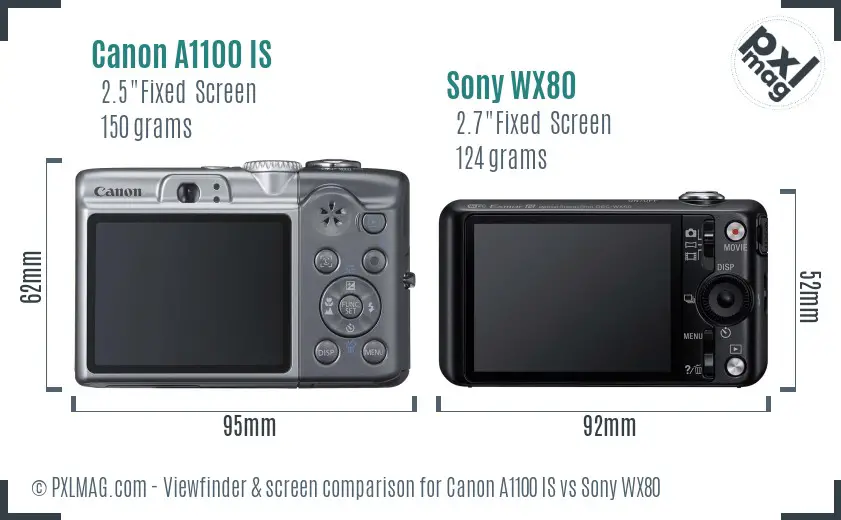 Canon A1100 IS vs Sony WX80 Screen and Viewfinder comparison Canon A1100 IS vs Sony WX80 Screen and Viewfinder comparison