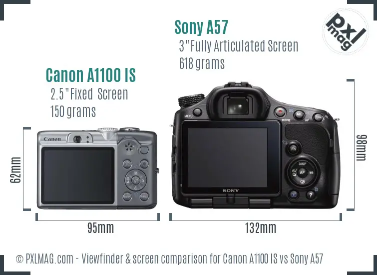 Canon A1100 IS vs Sony A57 Screen and Viewfinder comparison