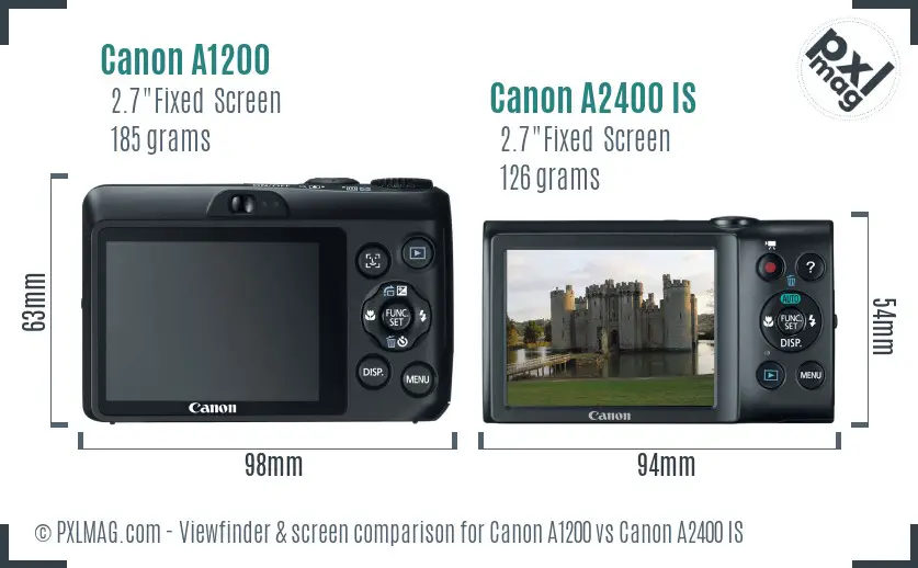 Canon A1200 vs Canon A2400 IS Screen and Viewfinder comparison