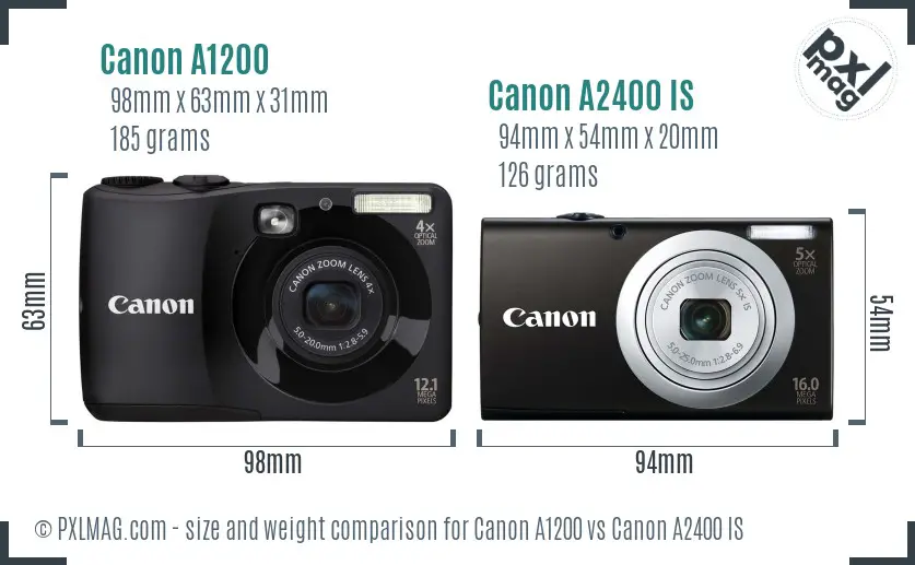 Canon A1200 vs Canon A2400 IS size comparison