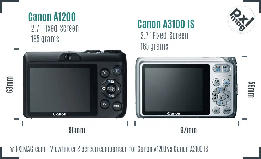 Canon A1200 vs Canon A3100 IS Screen and Viewfinder comparison