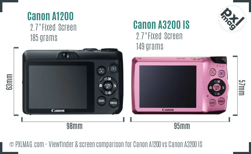Canon A1200 vs Canon A3200 IS Screen and Viewfinder comparison