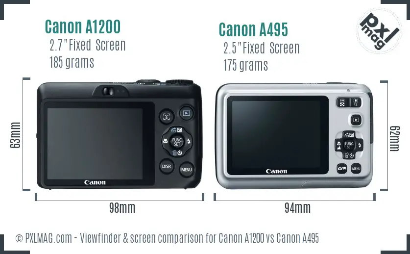 Canon A1200 vs Canon A495 Screen and Viewfinder comparison