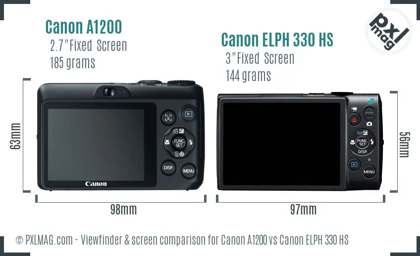 Canon A1200 vs Canon ELPH 330 HS Screen and Viewfinder comparison Canon A1200 vs Canon ELPH 330 HS Screen and Viewfinder comparison