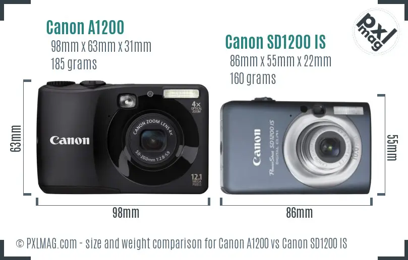 Canon A1200 vs Canon SD1200 IS size comparison Canon A1200 vs Canon SD1200 IS size comparison