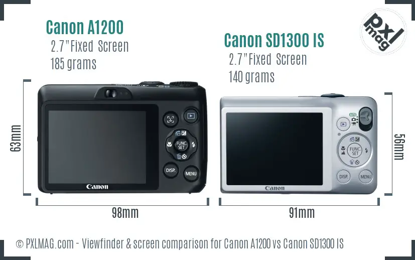 Canon A1200 vs Canon SD1300 IS Screen and Viewfinder comparison Canon A1200 vs Canon SD1300 IS Screen and Viewfinder comparison