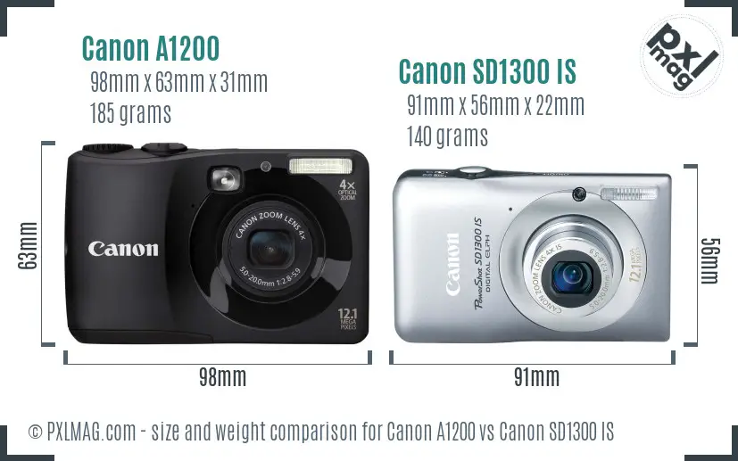 Canon A1200 vs Canon SD1300 IS size comparison Canon A1200 vs Canon SD1300 IS size comparison