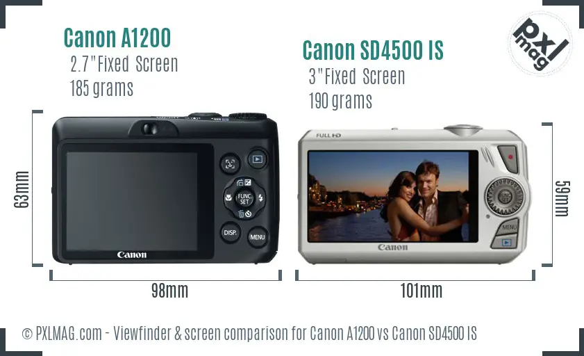 Canon A1200 vs Canon SD4500 IS Screen and Viewfinder comparison