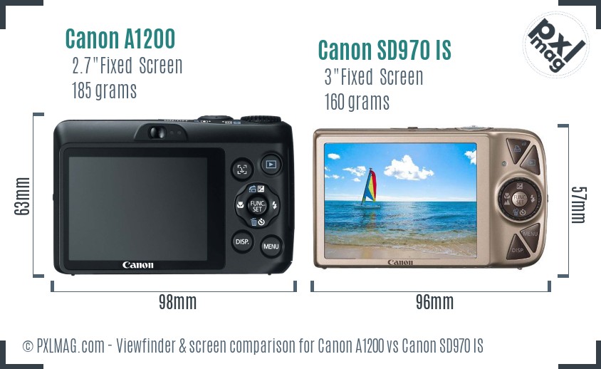 Canon A1200 vs Canon SD970 IS Screen and Viewfinder comparison