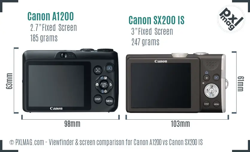 Canon A1200 vs Canon SX200 IS Screen and Viewfinder comparison Canon A1200 vs Canon SX200 IS Screen and Viewfinder comparison
