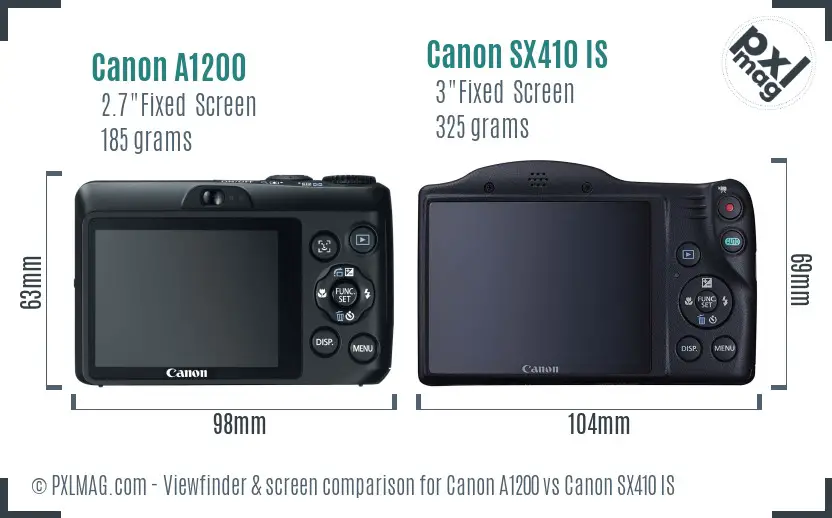 Canon A1200 vs Canon SX410 IS Screen and Viewfinder comparison Canon A1200 vs Canon SX410 IS Screen and Viewfinder comparison