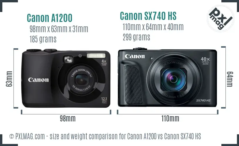 Canon A1200 vs Canon SX740 HS size comparison Canon A1200 vs Canon SX740 HS size comparison