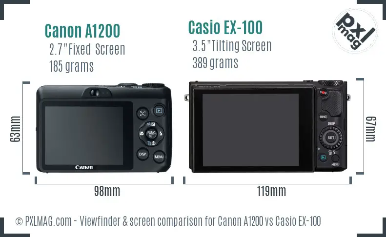 Canon A1200 vs Casio EX-100 Screen and Viewfinder comparison Canon A1200 vs Casio EX-100 Screen and Viewfinder comparison