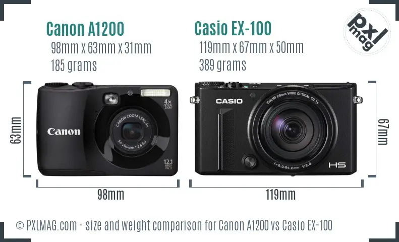Canon A1200 vs Casio EX-100 size comparison Canon A1200 vs Casio EX-100 size comparison