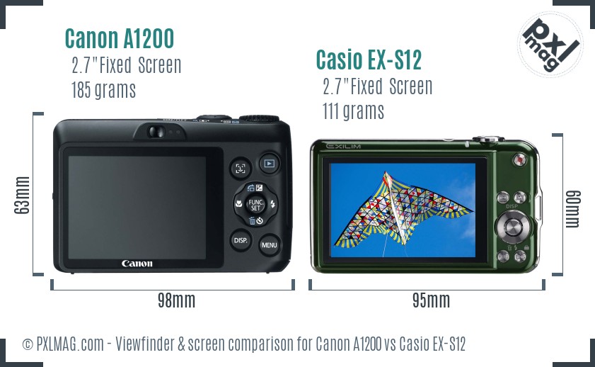 Canon A1200 vs Casio EX-S12 Screen and Viewfinder comparison