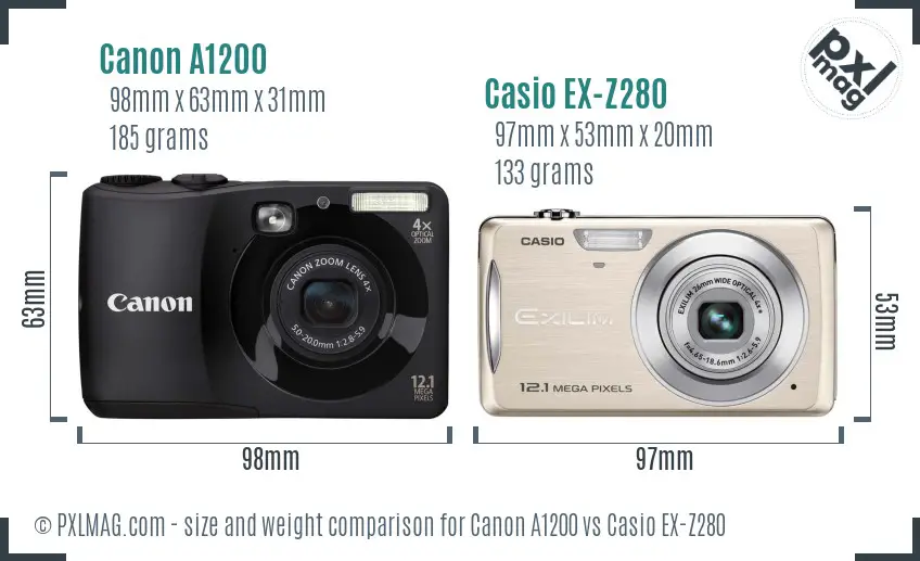 Canon A1200 vs Casio EX-Z280 size comparison